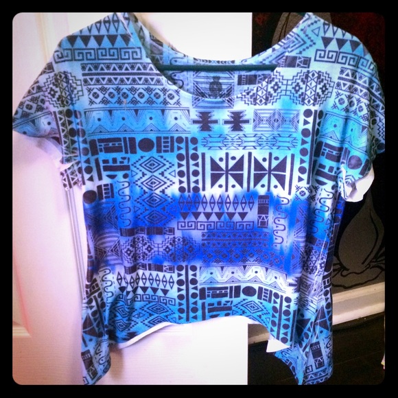 Tribal blue tye dye high-low on sides!