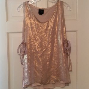 Pale pink metallic apron top