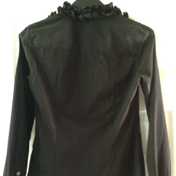 J.Crew black button down shirt with ruffles - Picture 2 of 4