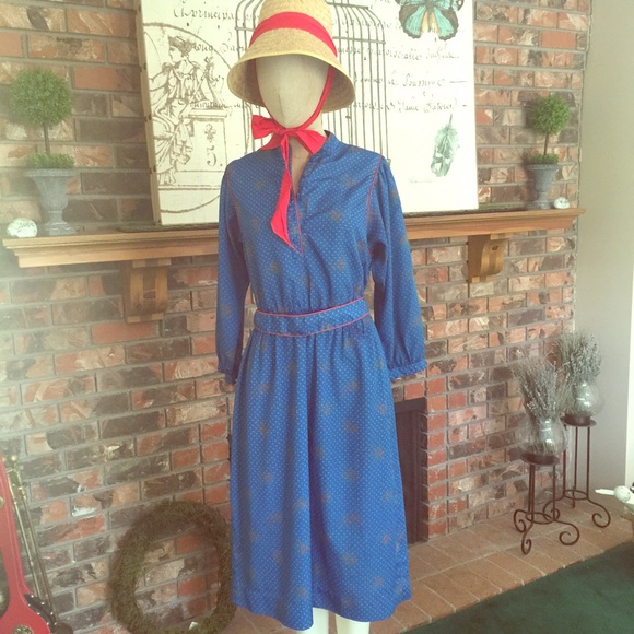 ‼️Sale‼️VINTAGE Blue Floral Flexible Waist Dress