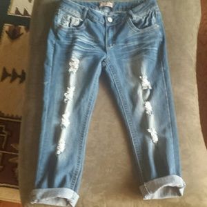 Wild Flower Capri Jeans
