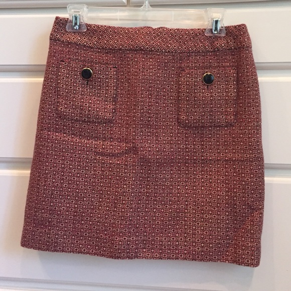 Red, black and cream Wool skirt.  Lined.