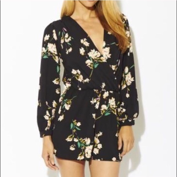 FE Dark navy blue floral romper