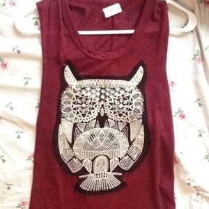 Maroon owl blouse