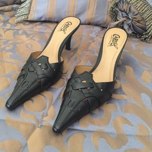 New Carlos Santana Strut Black Leather Heals