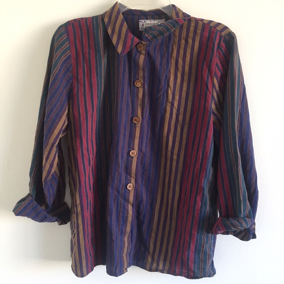 Colorful striped vintage button down