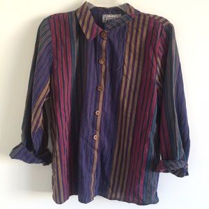 Colorful striped vintage button down