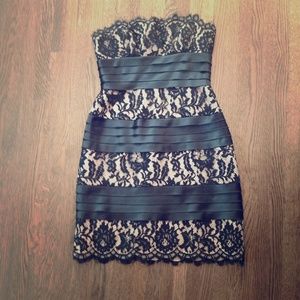 BCBG black lacy dress. Size 4. Worn once!