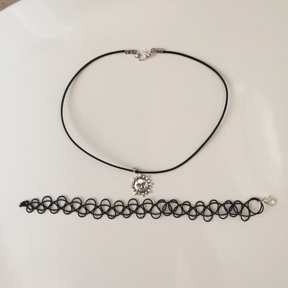 Tattoo and Sun Choker Necklace Set Handmade - Picture 2 of 3