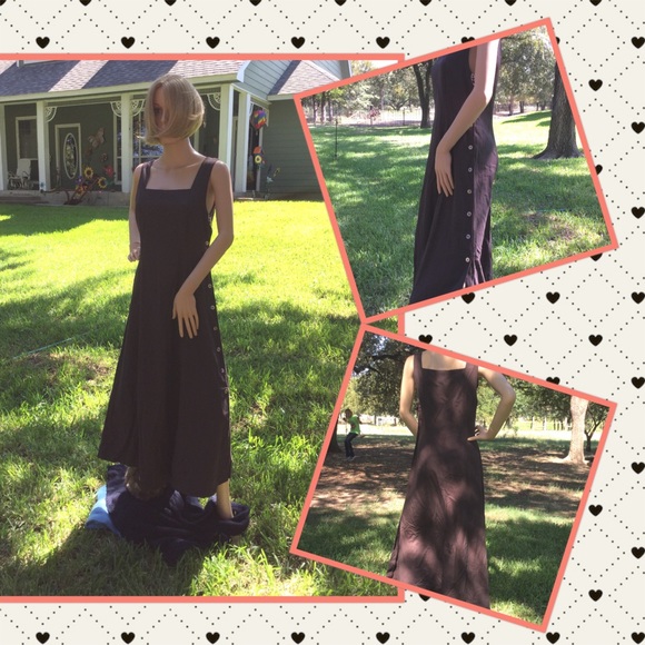 GAP Long Brown Button Down Side Dress