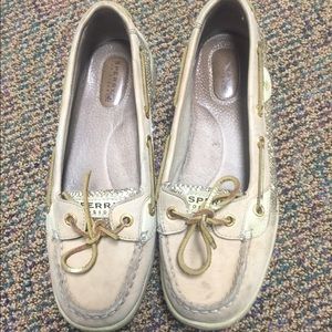 Gold Sperry boat shoe