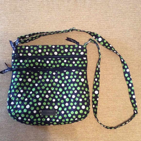 Vera Bradley Green Navy Polka Dot Crossbody