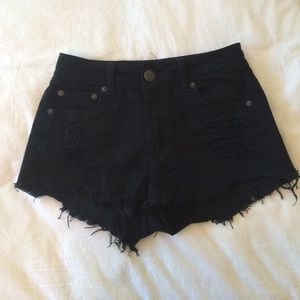 American Eagle Black High Waisted Festival Shorts