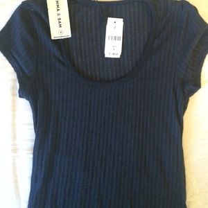 lf emma and sam ribbed navy tee nwt