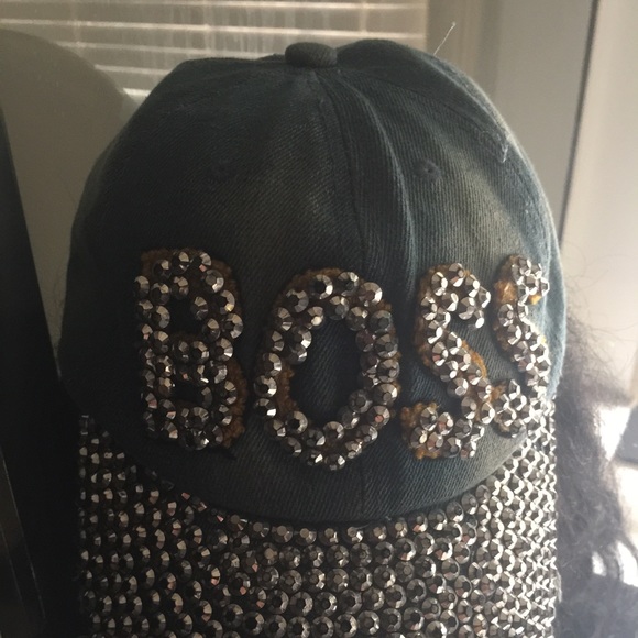 Studded Boss denim baseball cap