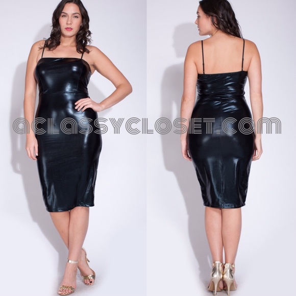 Dresses & Skirts - 🆕 Curvy Liquid Black Patent Tank Dress