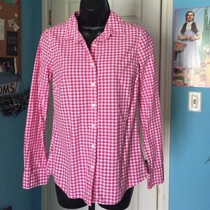 Flattering fit checked j crew shirt