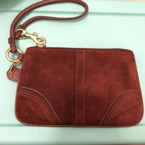 Beautiful Wine/burgundy suede Coach Wristlet
