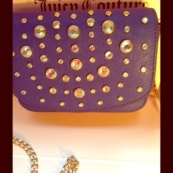 Juicy couture Blue Saffiano leather gold chain
