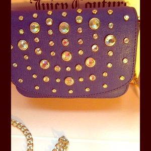 Juicy couture Blue Saffiano leather gold chain