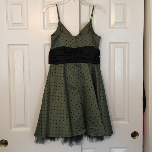 Olive green and Polka Dot Dress - Picture 3 of 3