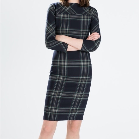tartan shift dress zara