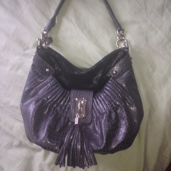 Kathy Van Zeeland gray snake skin patterned purse