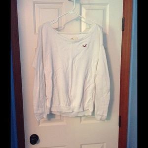 White Hollister scoopneck sweater large