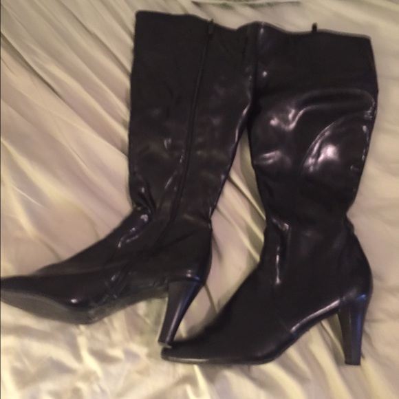 Black patent 3" heel boots