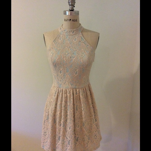 Ark & Co | Baby Blue dress w cream lace overlay - Picture 2 of 5