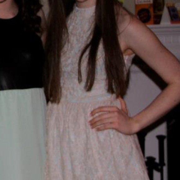 Ark & Co | Baby Blue dress w cream lace overlay - Picture 4 of 5