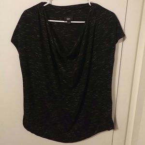 Black top with oversized neck and Gray swirls