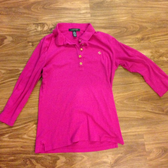 Pink Ralph Lauren Long Sleeve Polo