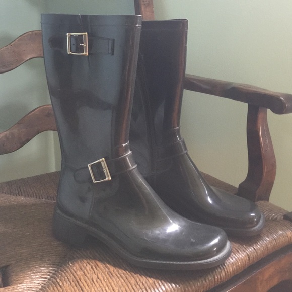 DONALD J. PILNER BLACK RUBBER RAINBOOTS