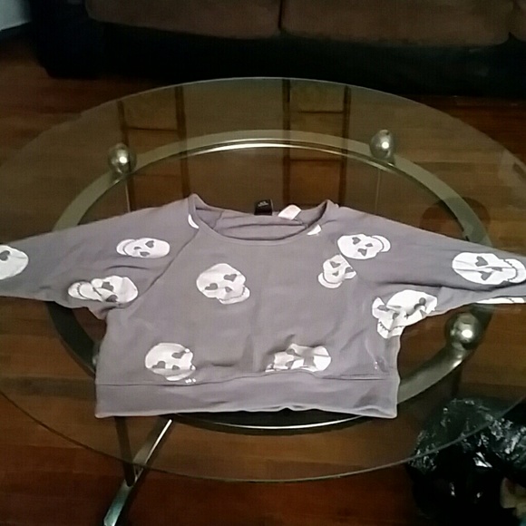 Grey sequine and skulls sweater
