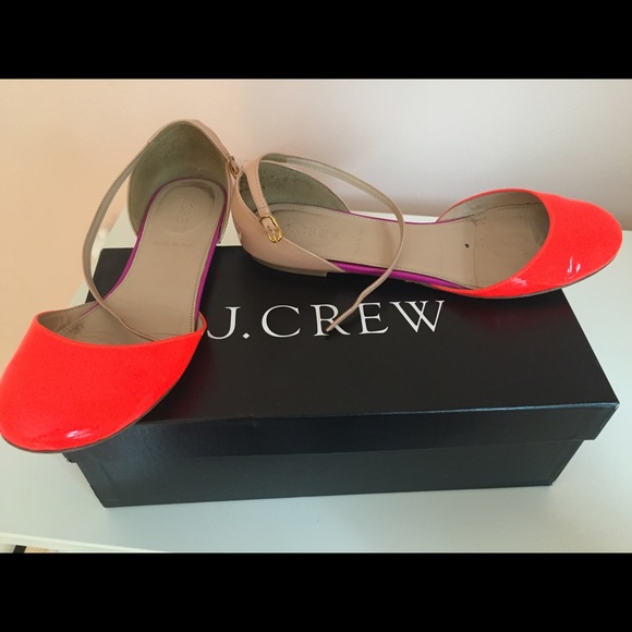 J. Crew patent color block ballet flats