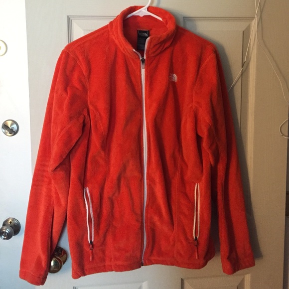 Women's large orange and white fleece