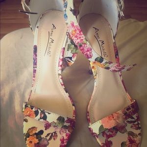 Single strap floral heels