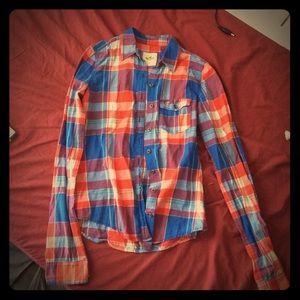 XS Hollister plaid button up