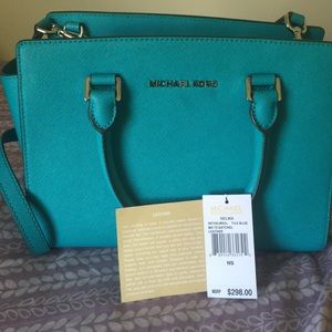 Micheal Kors Selma Leather Satchel Tile Blue
