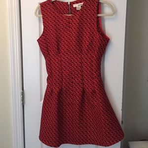 Red and black patterned dress