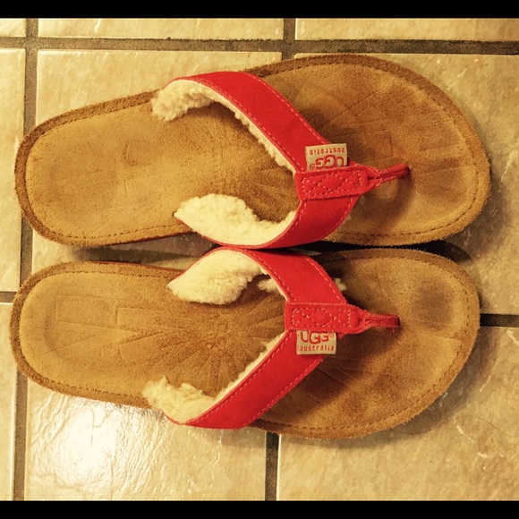 UGG Tasmina red shoes flip flops