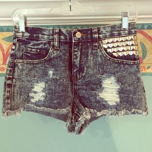 Forever 21 studded denim shorts.