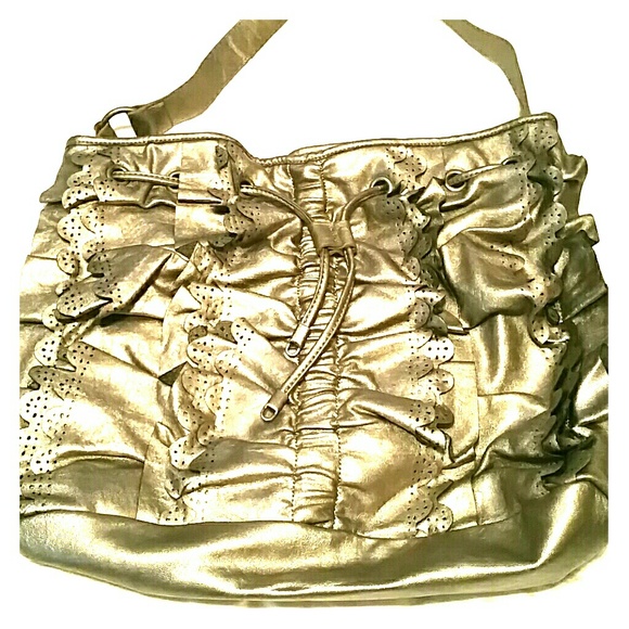 Jessica Simpson Handbags - 💚Jessica Simpson ruffle handbag pewter color