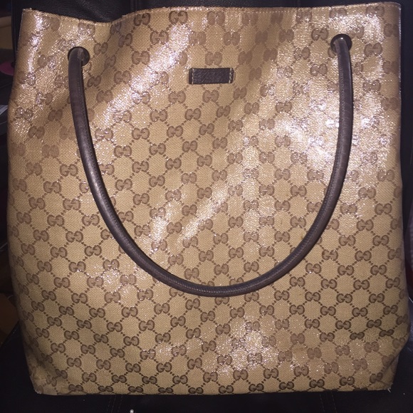 Gucci Handbags - Authentic Gucci GG Shiny Crystal Tan Tote -beige