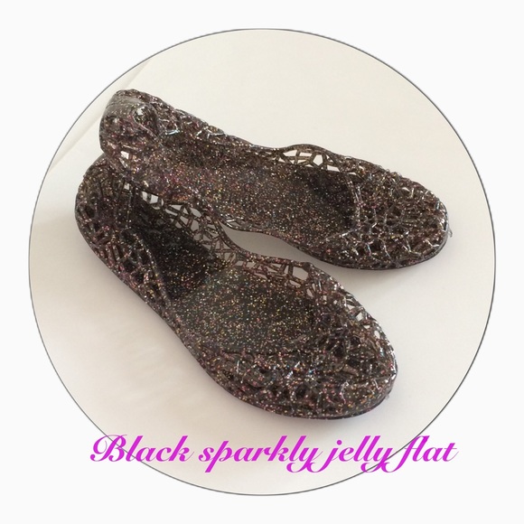 Black Sparkley Jelly Flats