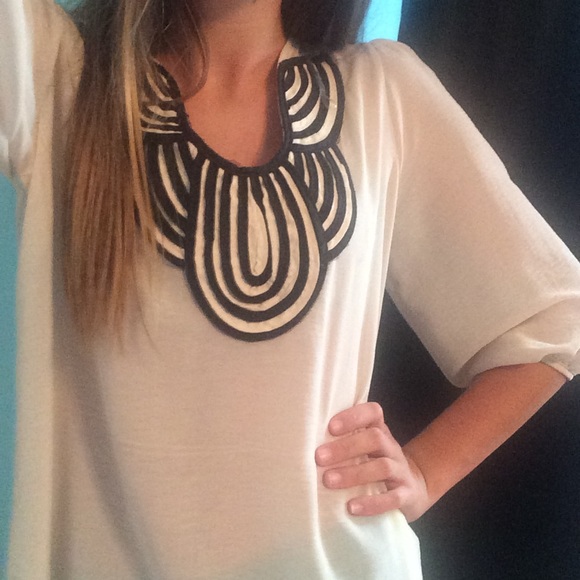 White Blouse with Black Detail