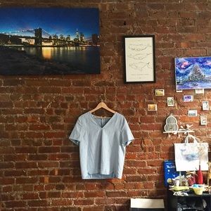 Zara Light Blue oversize top with exotic detail