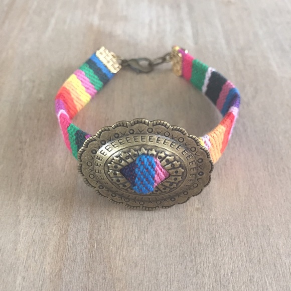 Antique gold oval concho bracelet