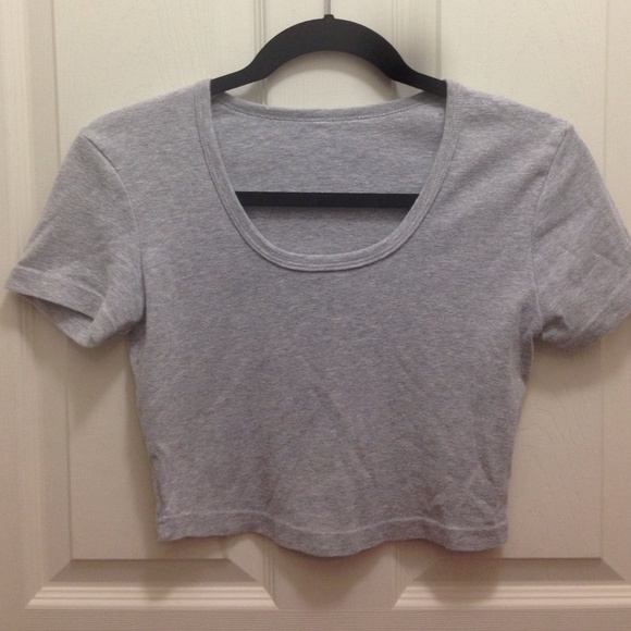 Grey Short Sleeve Crop Top 🐭